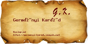 Germányi Karád névjegykártya